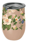 Thermobecher mit Deckel beige mit Blumen 420 ml - CHIC-MIC