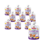 SET VAN 10 x Bosbessen teddybeer mousse in een tube (yoghurt - bosbessen - appel - banaan) zonder toegevoegde suikers vanaf 8 maanden bio 85 g - Holle