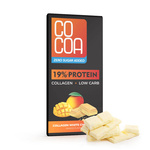 Mango proteïne witte chocolade met collageen zonder toegevoegde suikers 65 g - COCOA