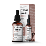 Vitamine K2 + D3 gouttes (75 mcg + 100 mcg) complément alimentaire sans gluten 30 ml - Pharmovit