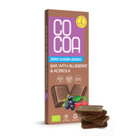 Chocolat aux myrtilles à la vitamine C d'acérola sans sucres ajoutés Bio 40 g – Cocoa