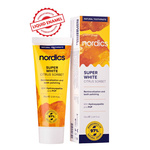 Remineraliserende tandpasta Super White met vloeibaar glazuur, fluoridevrij, 75 ml - Nordics