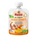 Aap mango mousse in tube (Mango yoghurt) zonder toegevoegde suikers vanaf 8 maanden bio 85 g - Holle