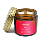 Bougie de soja parfumée avec mèche en bois Thé Canneberge 120 ml - VOTRE BOUGIE