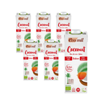 SET VAN 6 x Glutenvrije suikervrije kokosnootdrank BIO 1 l