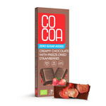 Romige chocolade met aardbeien, zonder toegevoegde suikers, Biologisch 40 g – Cocoa