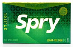 Spry Xylitol Kauwgom met spearmintsmaak, glutenvrij, 10 stuks (12 g)
